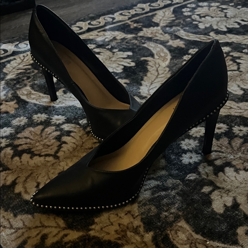 Bar III Black Heels with Silver Studs